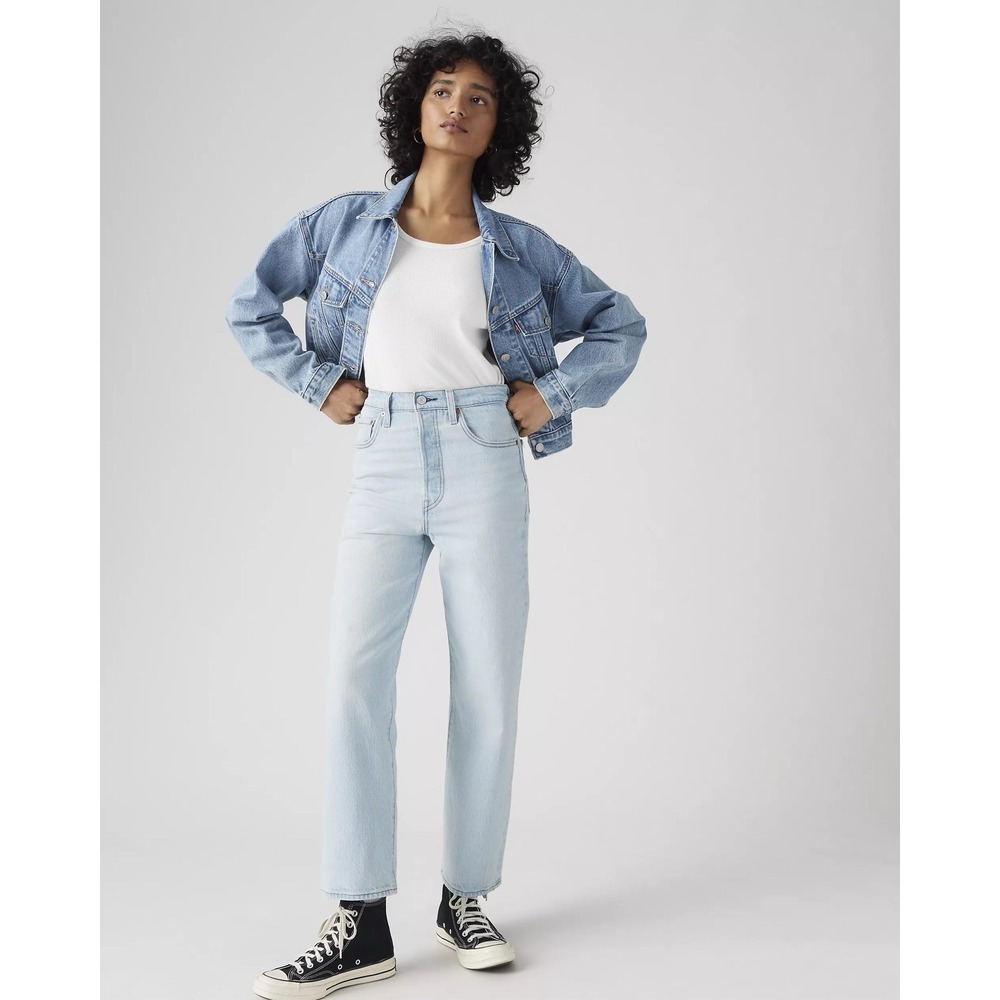 $110 Levi's Ribcage Straight Ankle Jeans Super High Rise Light Wash Summer/27